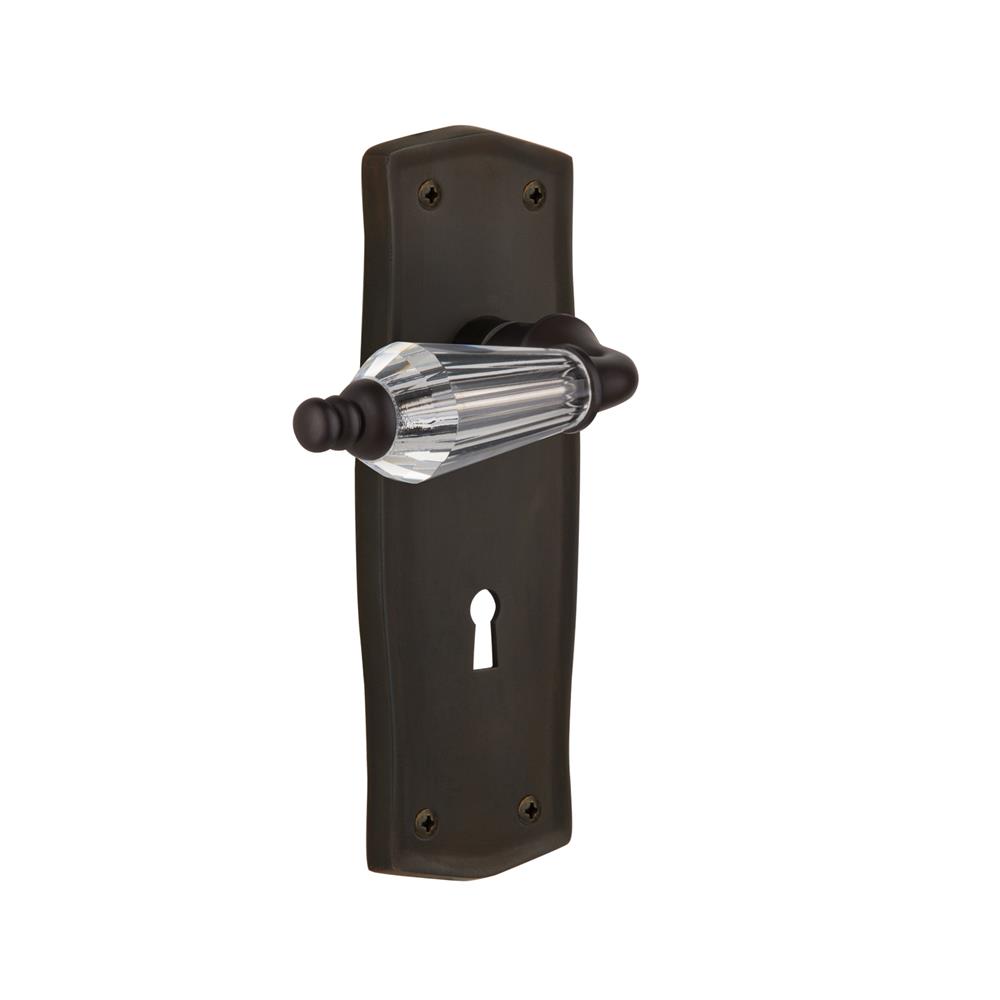 Nostalgic Warehouse PRAPRL Full Passage Set With Keyhole Prairie Plate with Parlour Lever in Oil-Rubbed Bronze